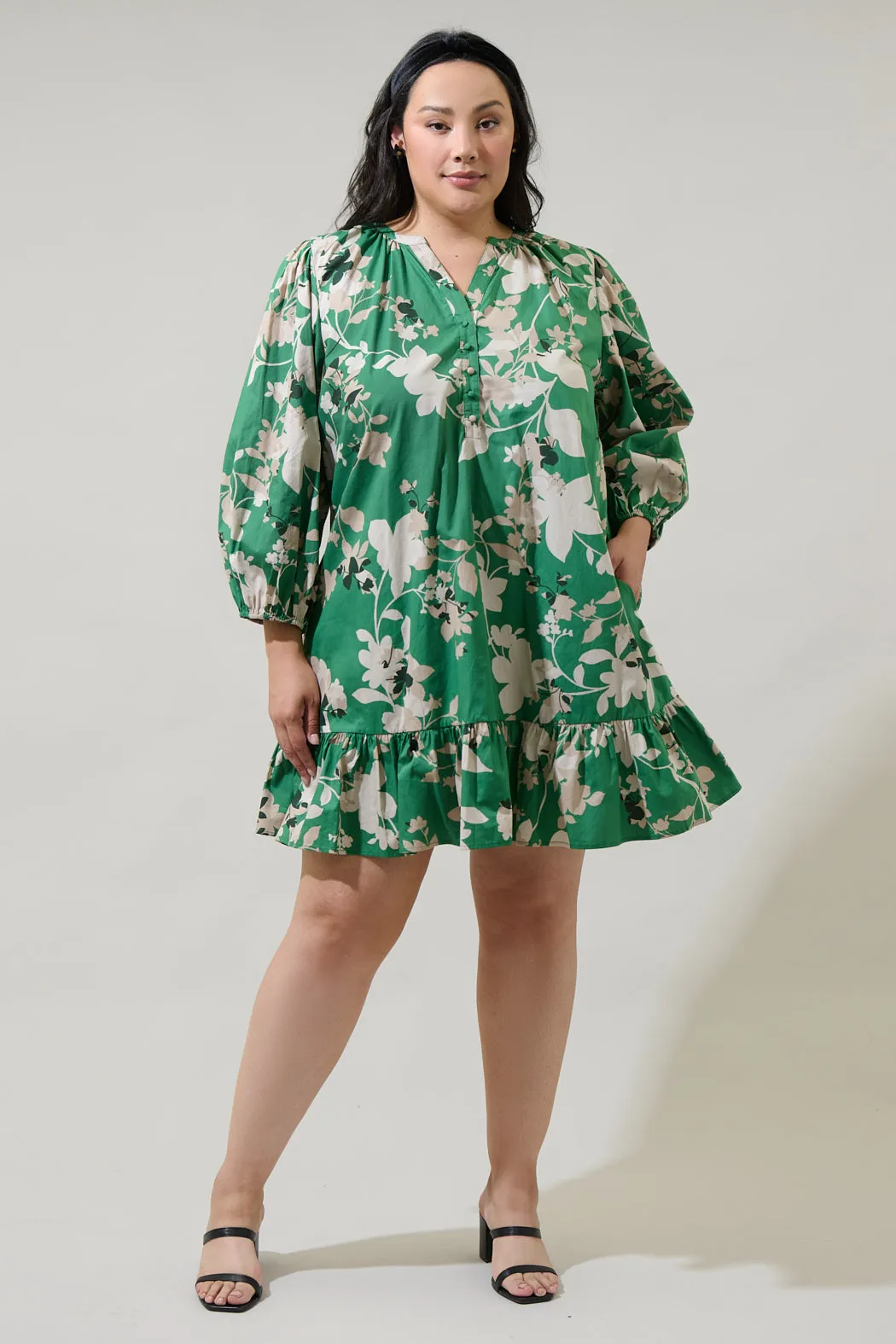 Nora Floral Whine Shift Mini Dress Curve sold by Sugarlips product image thumbnail 4