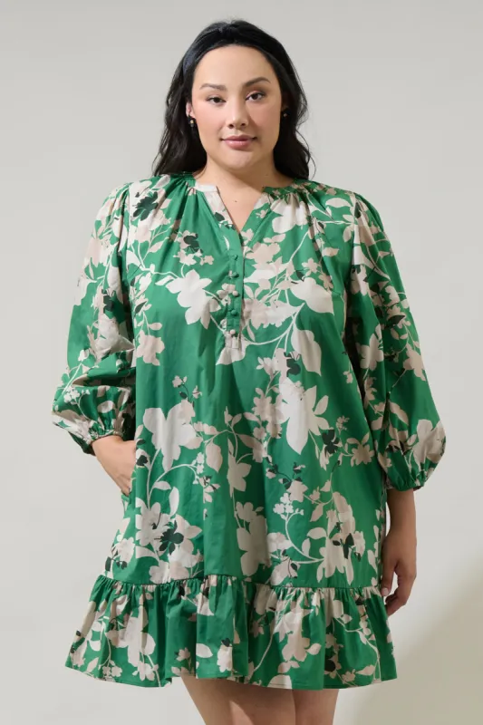 Nora Floral Whine Shift Mini Dress Curve sold by Sugarlips