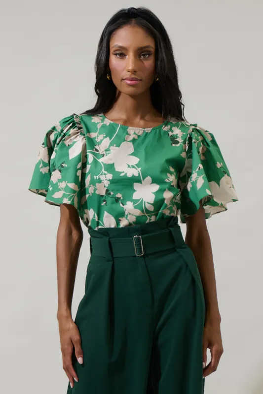 Nora Floral Tune Puff Sleeve Top sold by Sugarlips