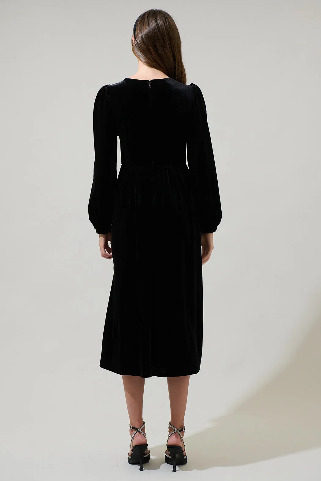 Jena Glow Bow Velvet Midi Dress sold by Sugarlips product image thumbnail 2