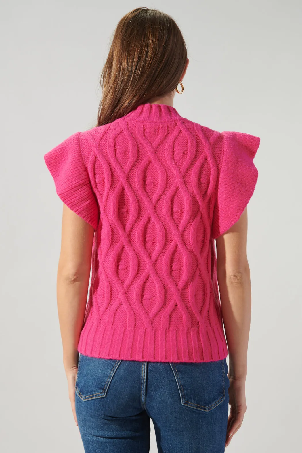 Tatum Flutter Sleeve Cable Knit Sweater Top sold by Sugarlips product image thumbnail 2