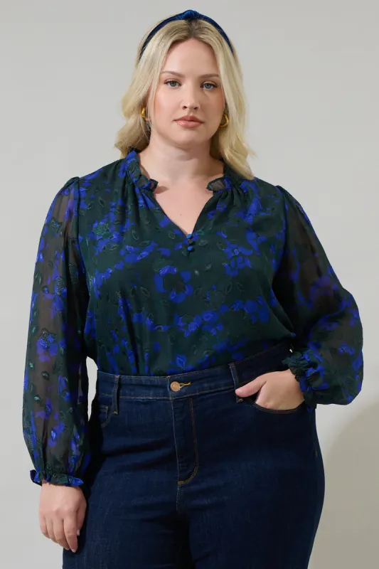 Sweetwater Floral Organza Bowie Long Sleeve Top Curve sold by Sugarlips