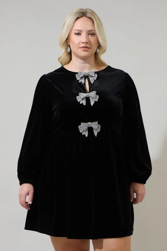 Glow Bow Velvet Dress Curve sold by Sugarlips