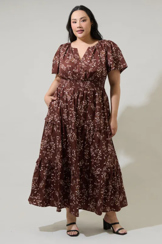 Gibson Floral Palmer Poplin Tiered Maxi Dress Curve sold by Sugarlips