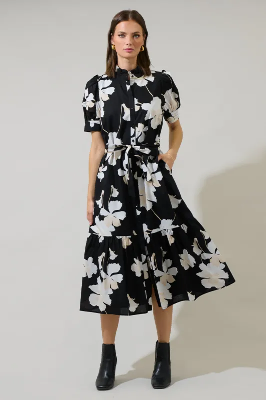 Medina Floral Giles Button Up Midi Dress sold by Sugarlips
