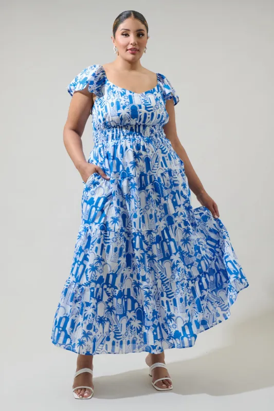 Nala Tiered Smocked Cotton Voile Maxi Dress Curve sold by Sugarlips