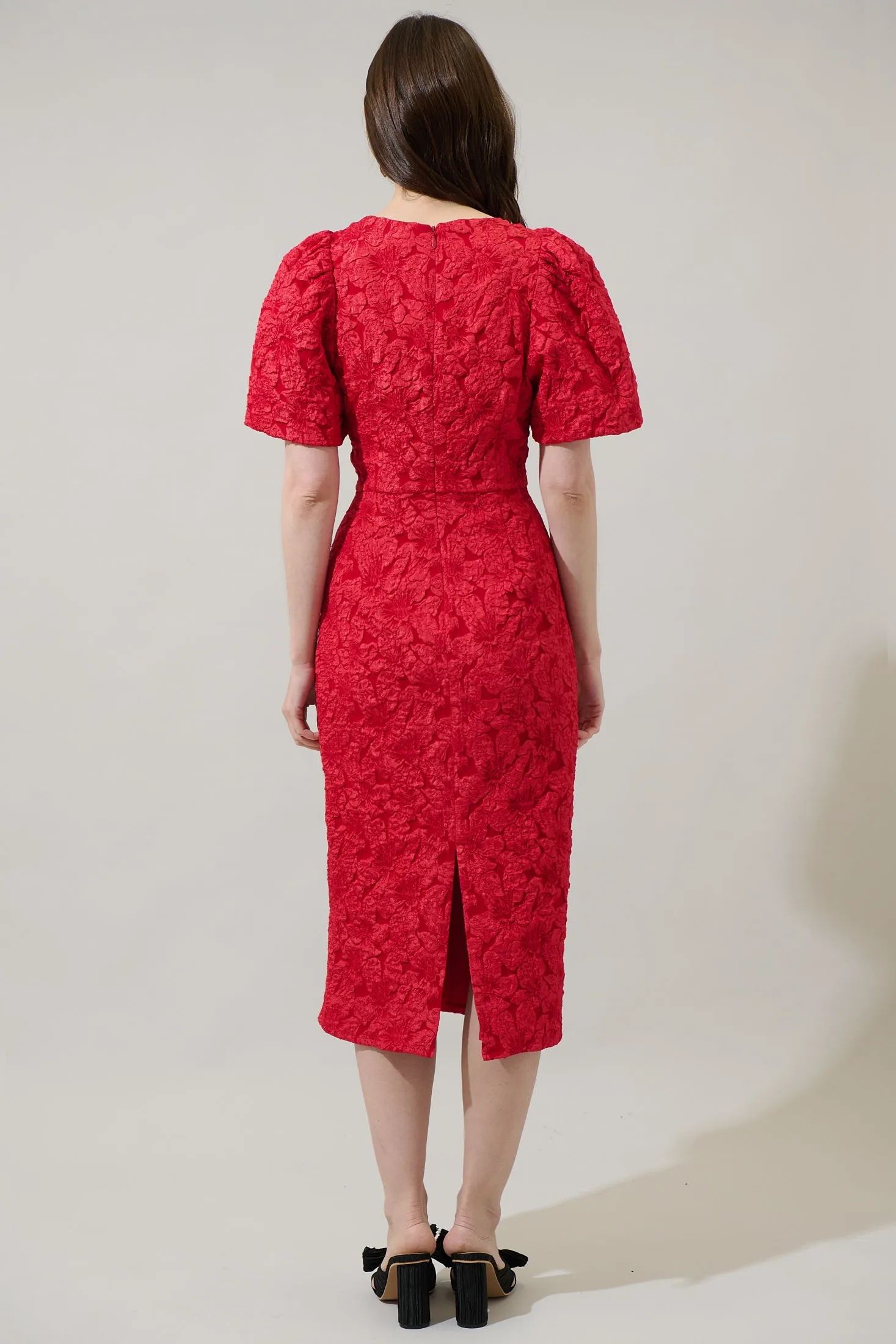 Arielle Jacquard Tania Short Sleeve Midi Dress sold by Sugarlips product image thumbnail 2