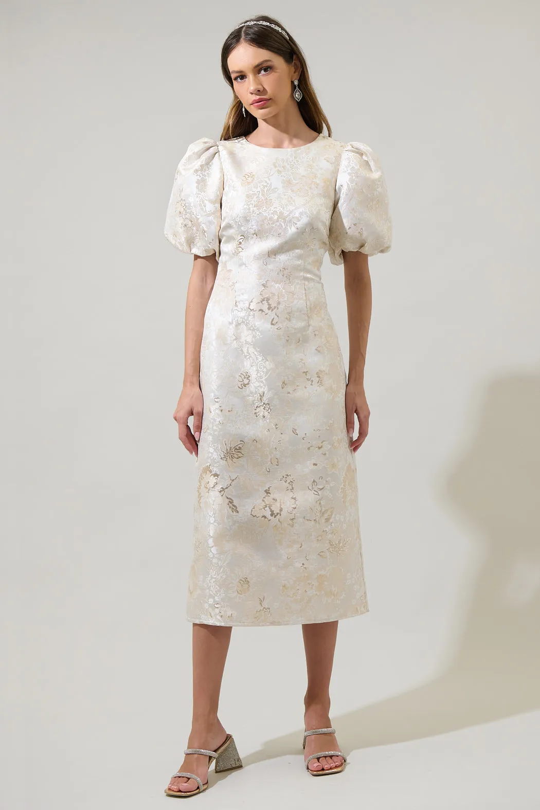 Lola Jacquard Cut Out Midi Dress sold by Sugarlips