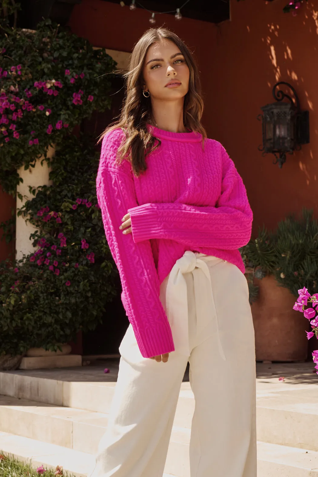 Pammie Knit Dropped Long Sleeve Sweater sold by Sugarlips