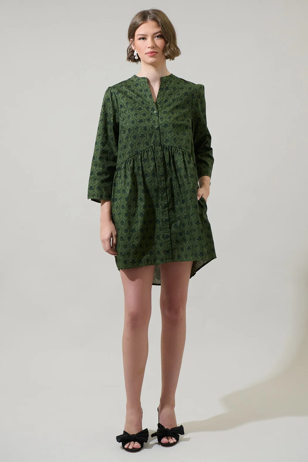 Zinnia Floral Brie Button Down Mini Dress sold by Sugarlips product image thumbnail 4