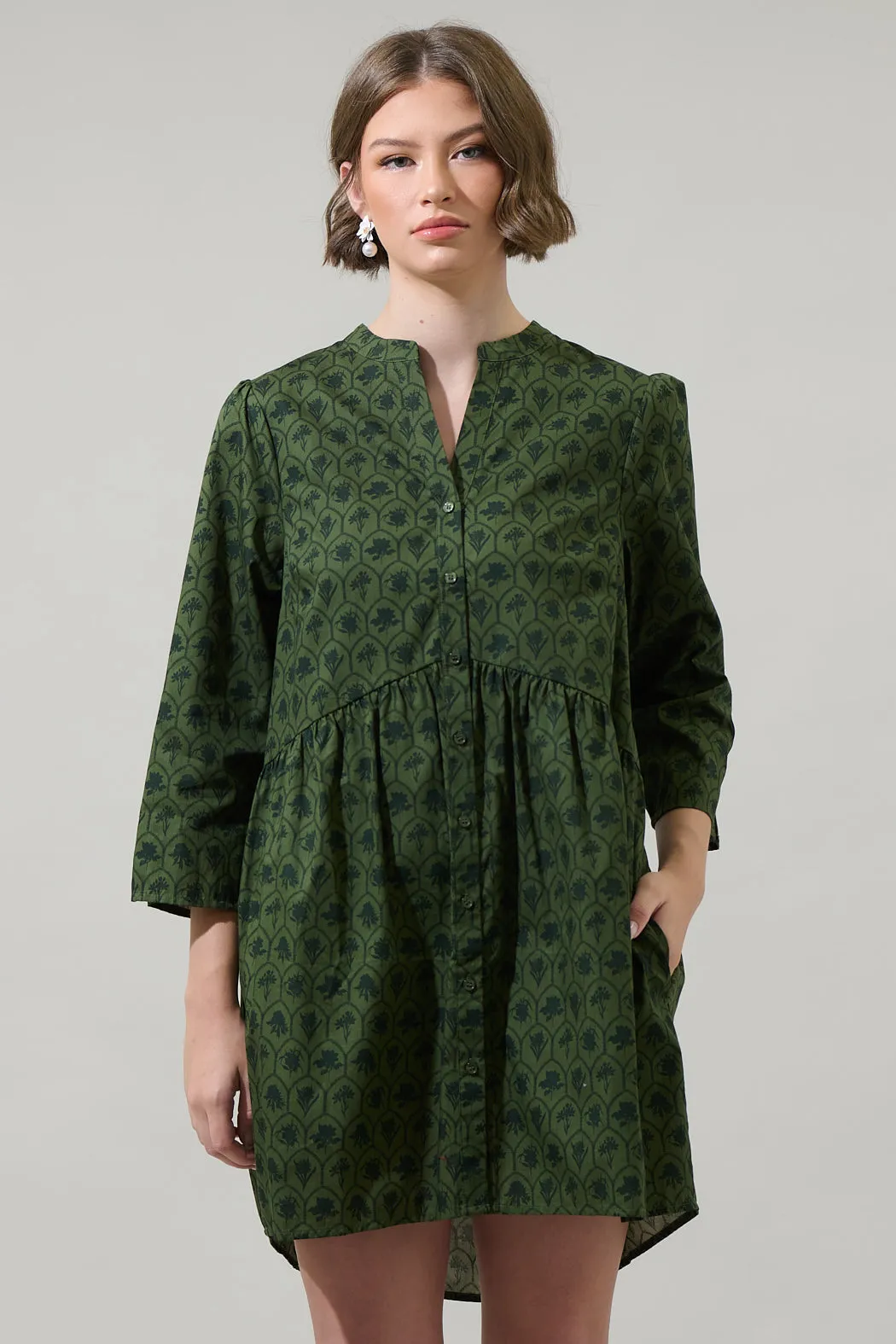 Zinnia Floral Brie Button Down Mini Dress sold by Sugarlips