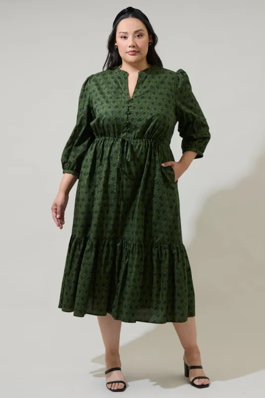 Zinnia Floral Split Neck Midi Dress Curve sold by Sugarlips