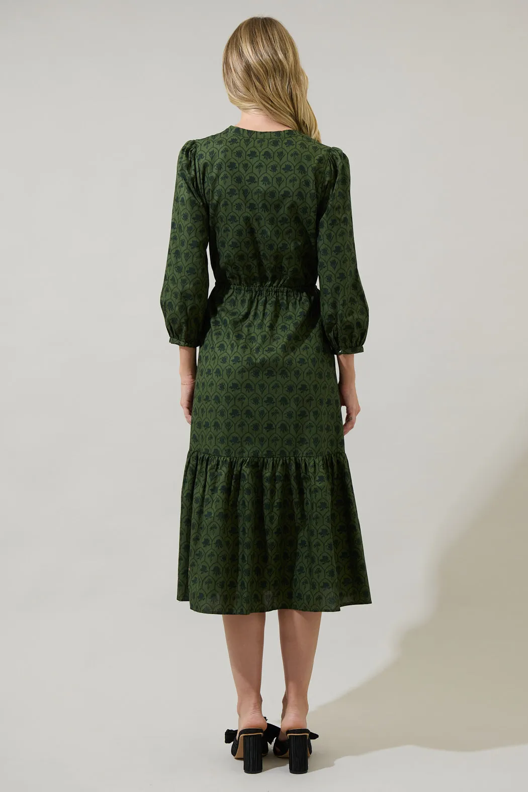 Zinnia Floral Split Neck Midi Dress sold by Sugarlips product image thumbnail 2