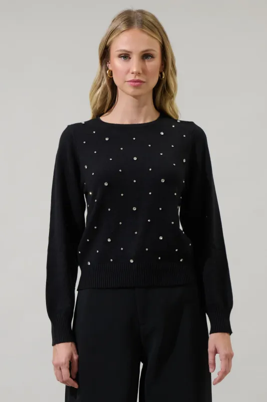 Vardina Rhinestone Cropped Sweater sold by Sugarlips