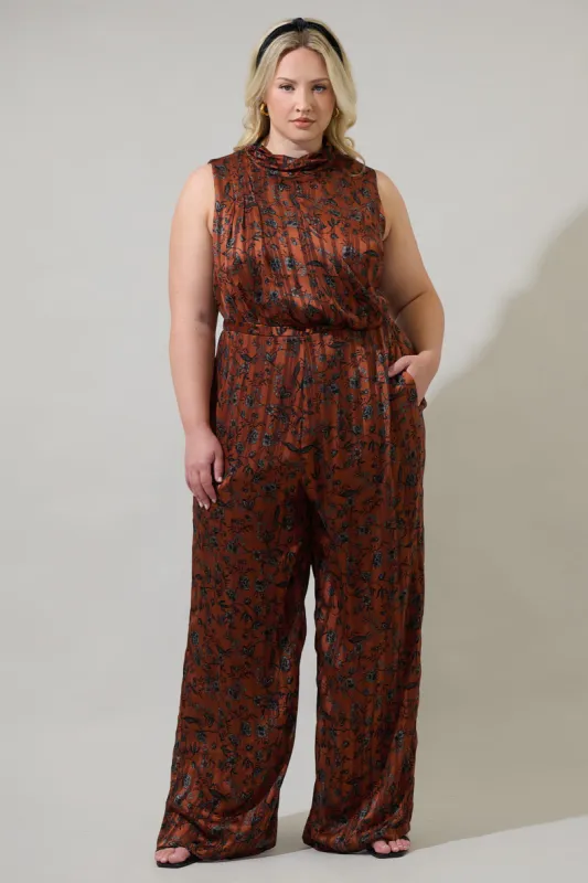 Leoben Floral Siren Drape Neck Jumpsuit Curve sold by Sugarlips