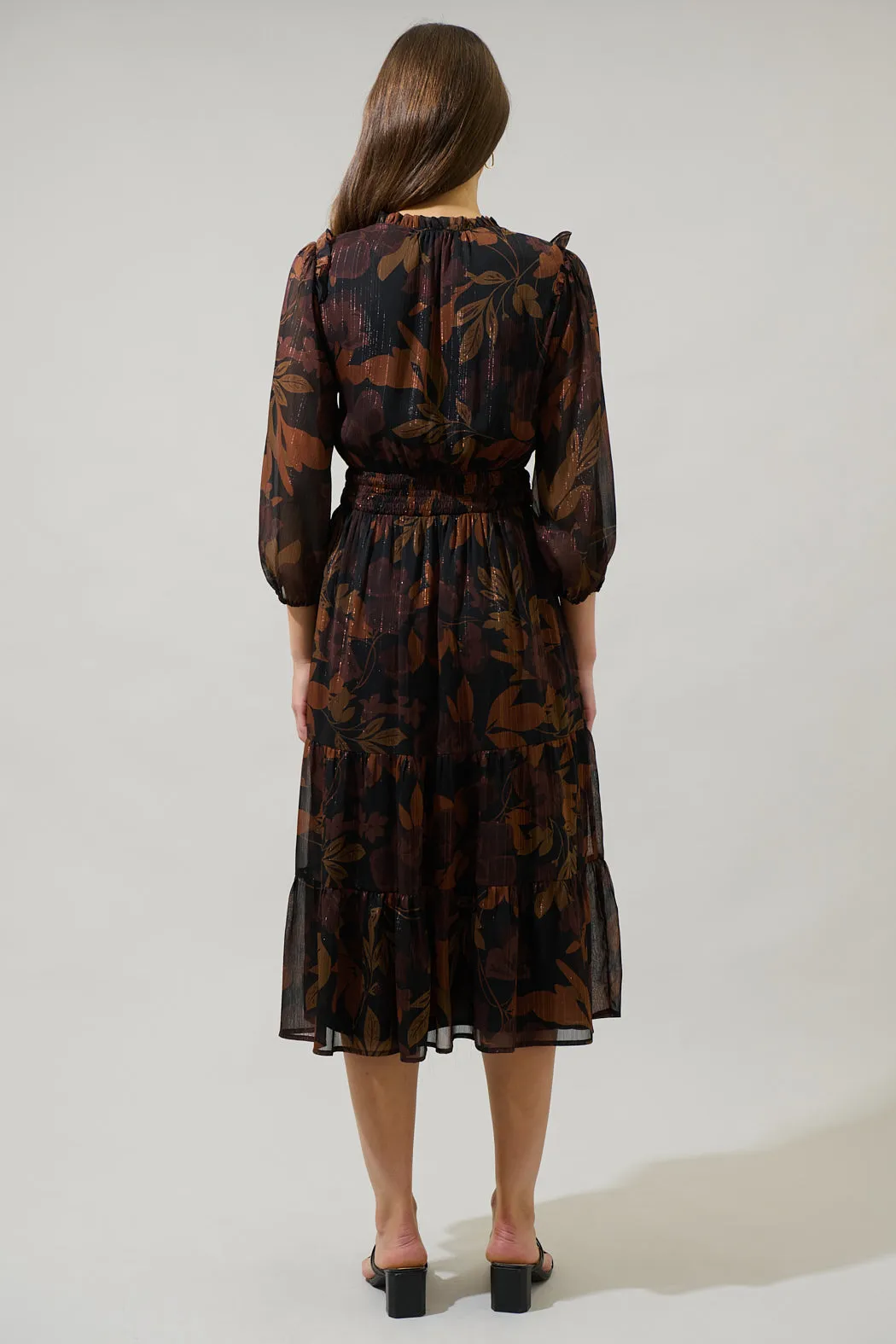 Larba Floral Henri Smocked Midi Dress sold by Sugarlips product image thumbnail 2