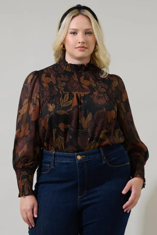 Larba Floral Sunnie Long Balloon Sleeve Top Curve sold by Sugarlips