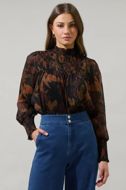 Larba Floral Sunnie Long Balloon Sleeve Top sold by Sugarlips