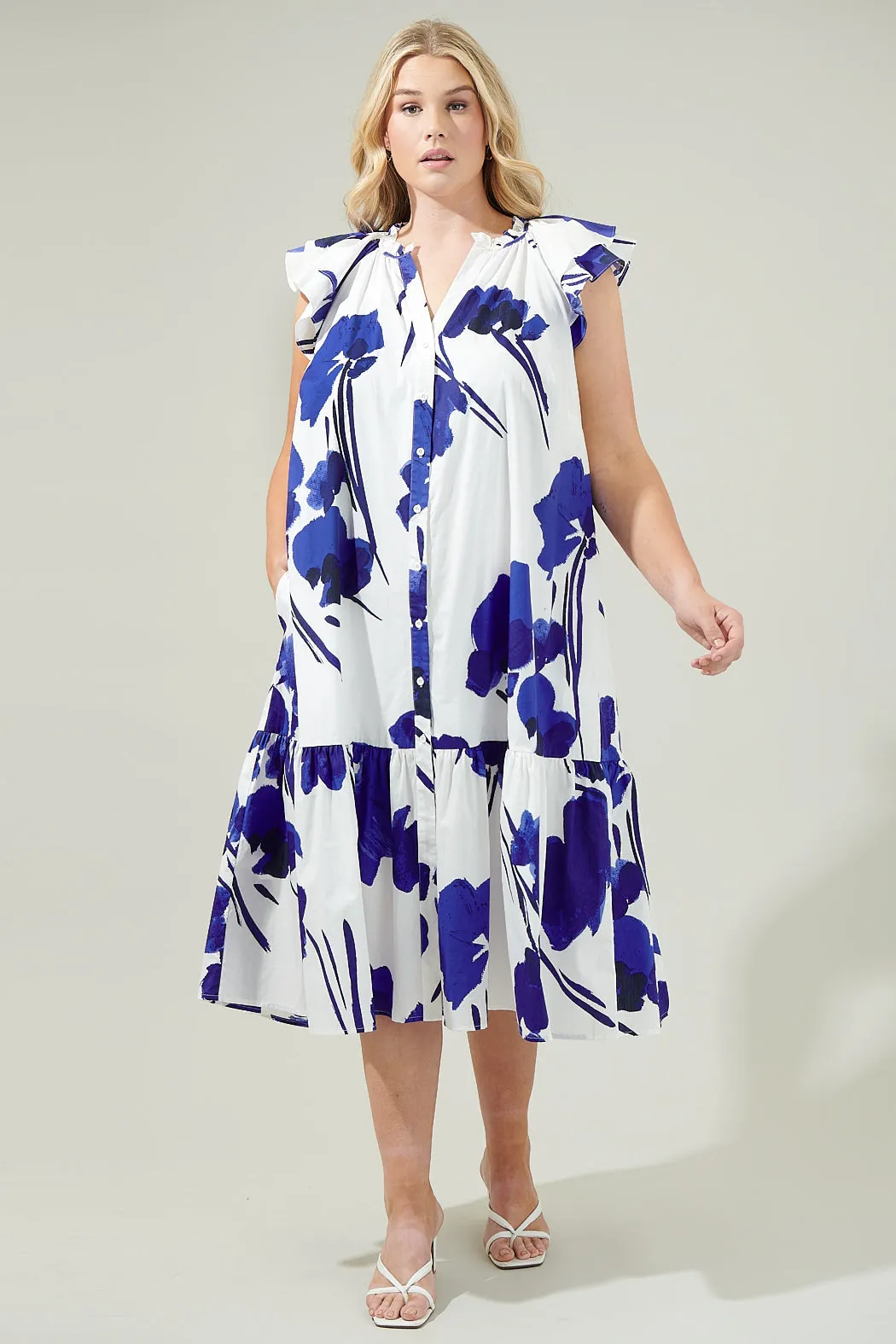 Neli Floral Charlotte Button Midi Dress Curve sold by Sugarlips product image thumbnail 4