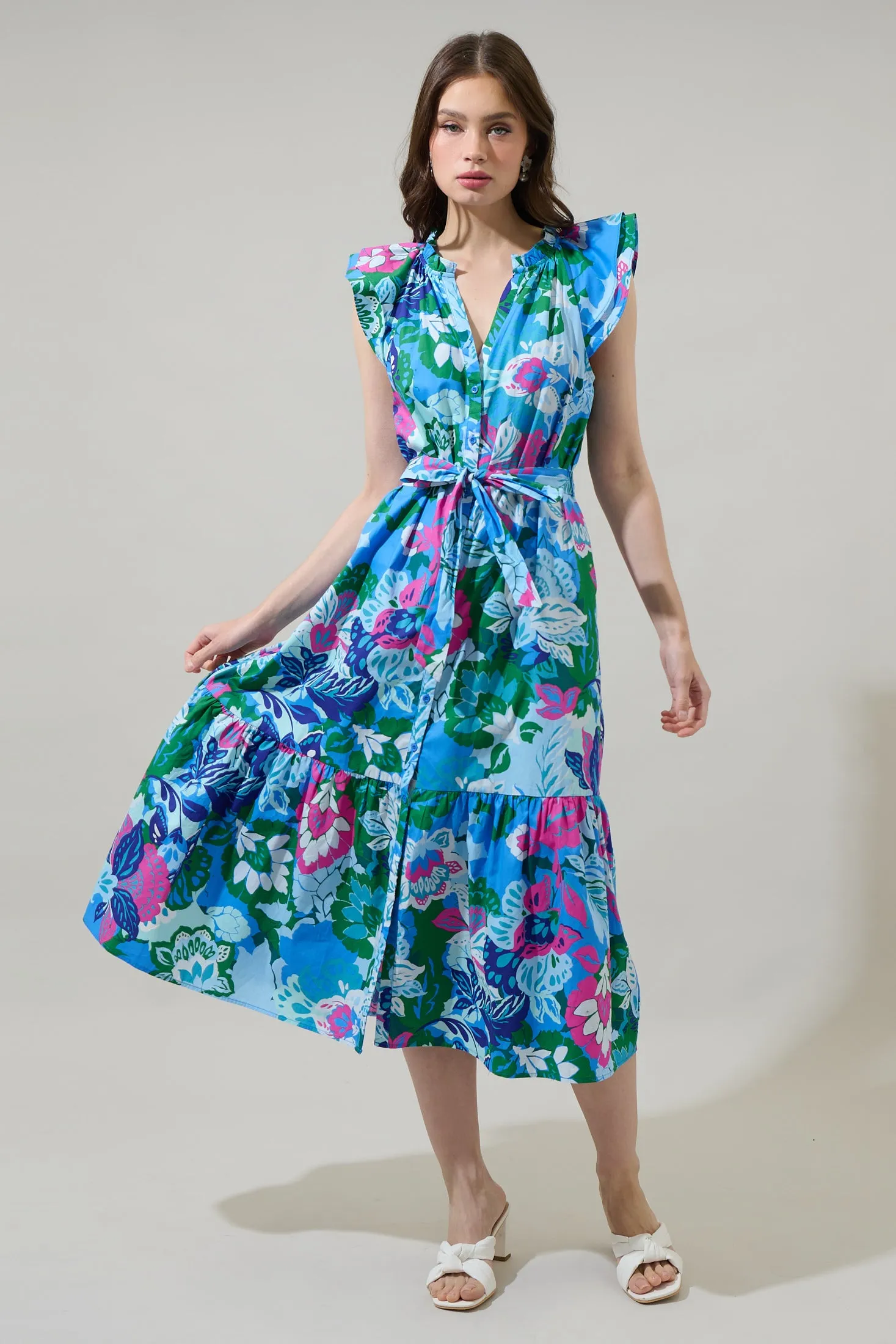 Lavera Floral Charlotte Button Midi Dress sold by Sugarlips product image thumbnail 2