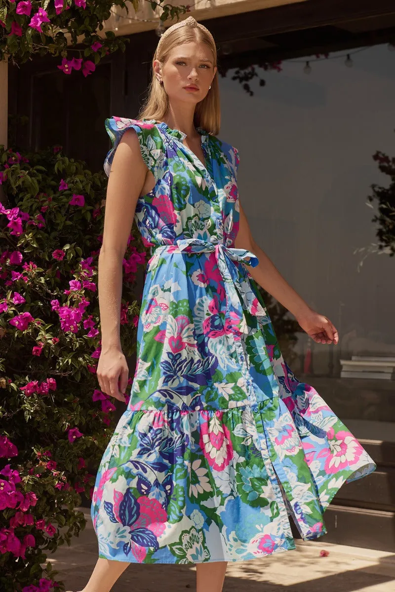 Lavera Floral Charlotte Button Midi Dress sold by Sugarlips