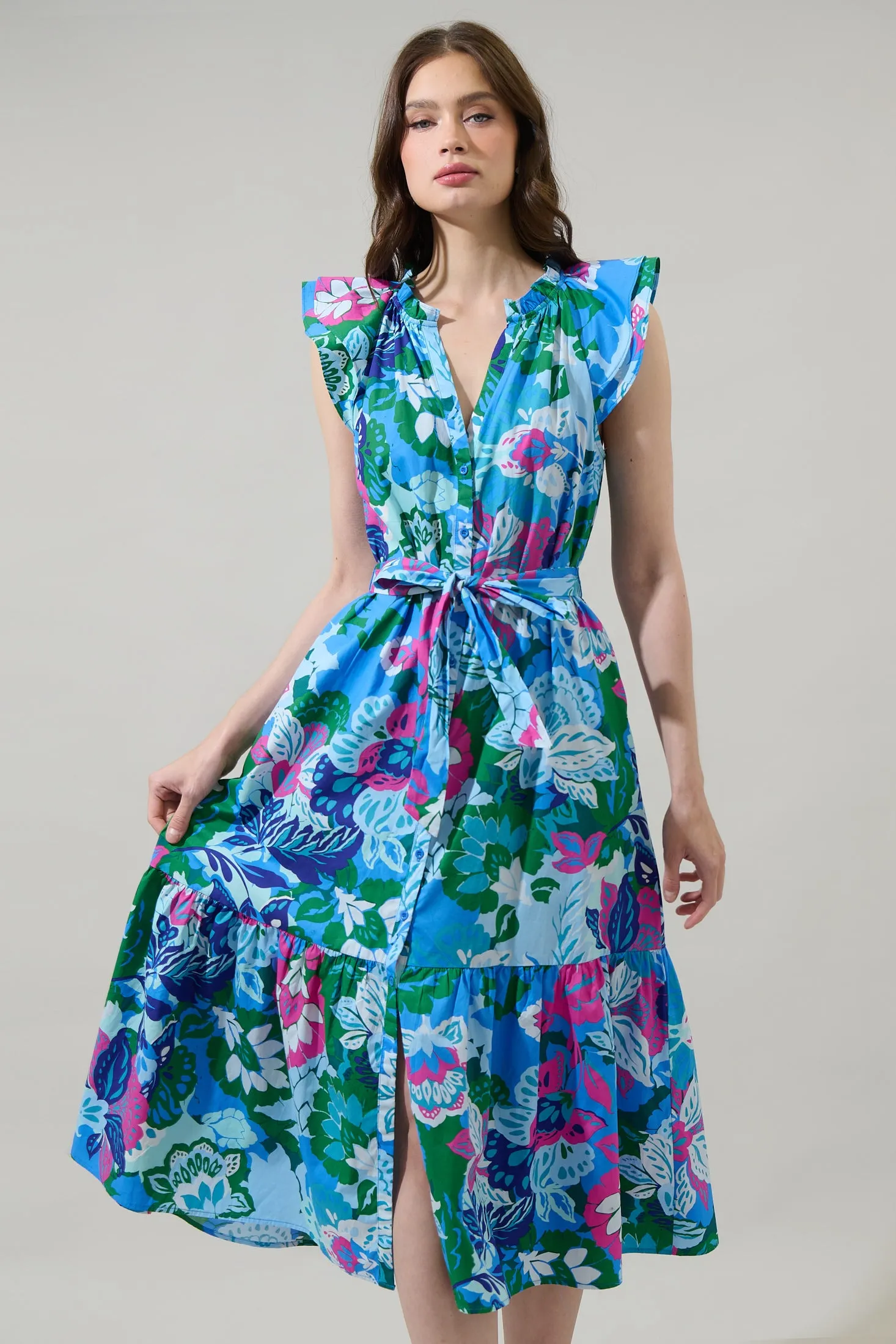 Lavera Floral Charlotte Button Midi Dress sold by Sugarlips product image thumbnail 5