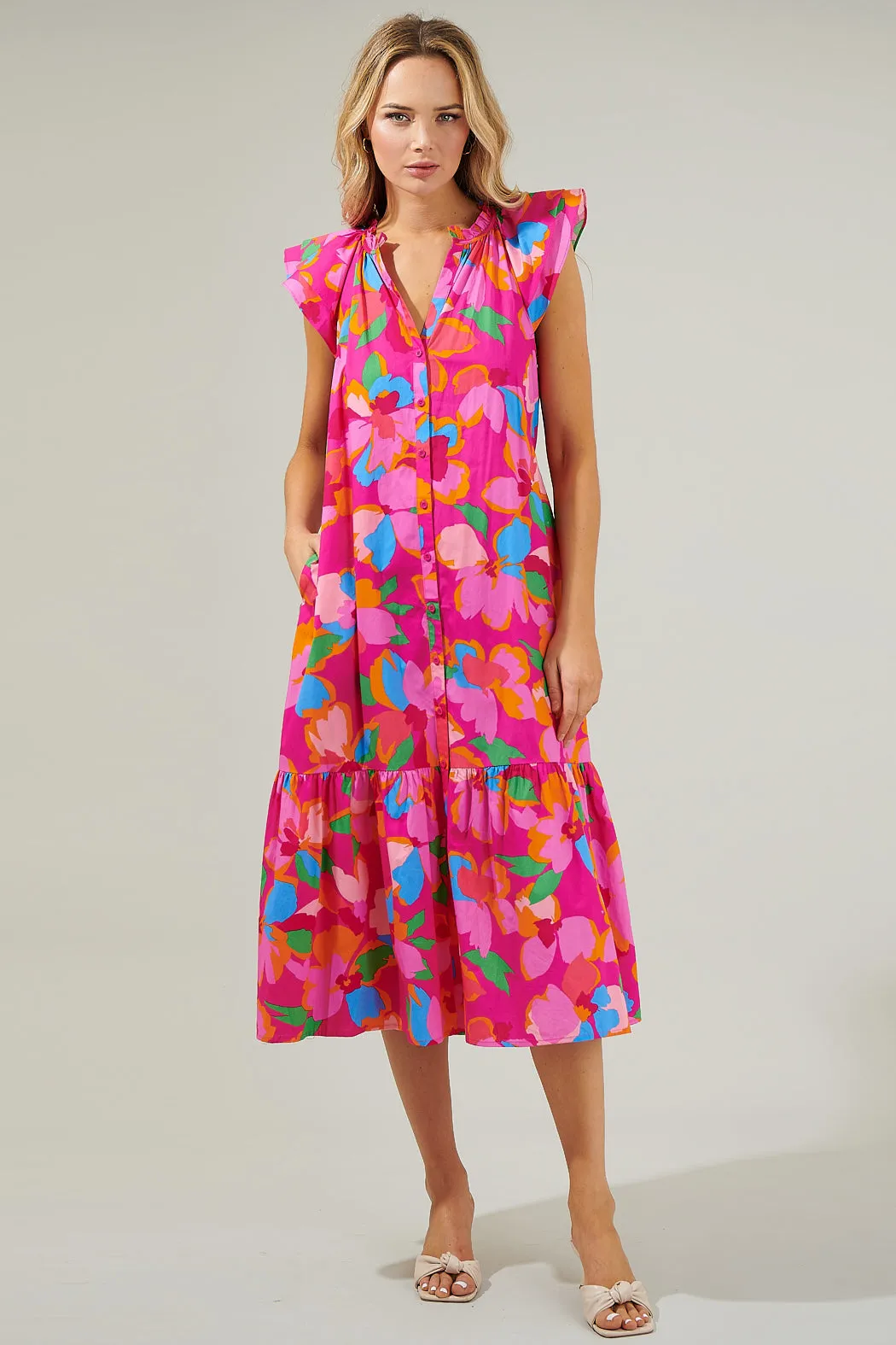 Daphne Floral Charlotte Button Midi Dress sold by Sugarlips product image thumbnail 4
