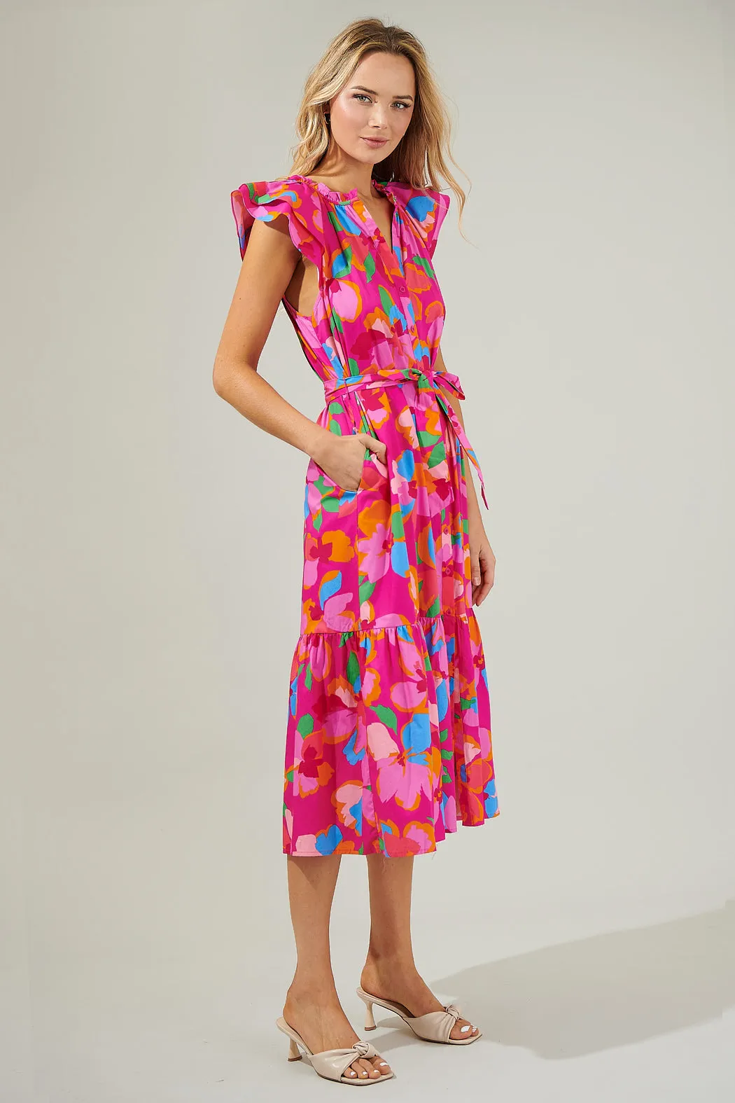 Daphne Floral Charlotte Button Midi Dress sold by Sugarlips product image thumbnail 3