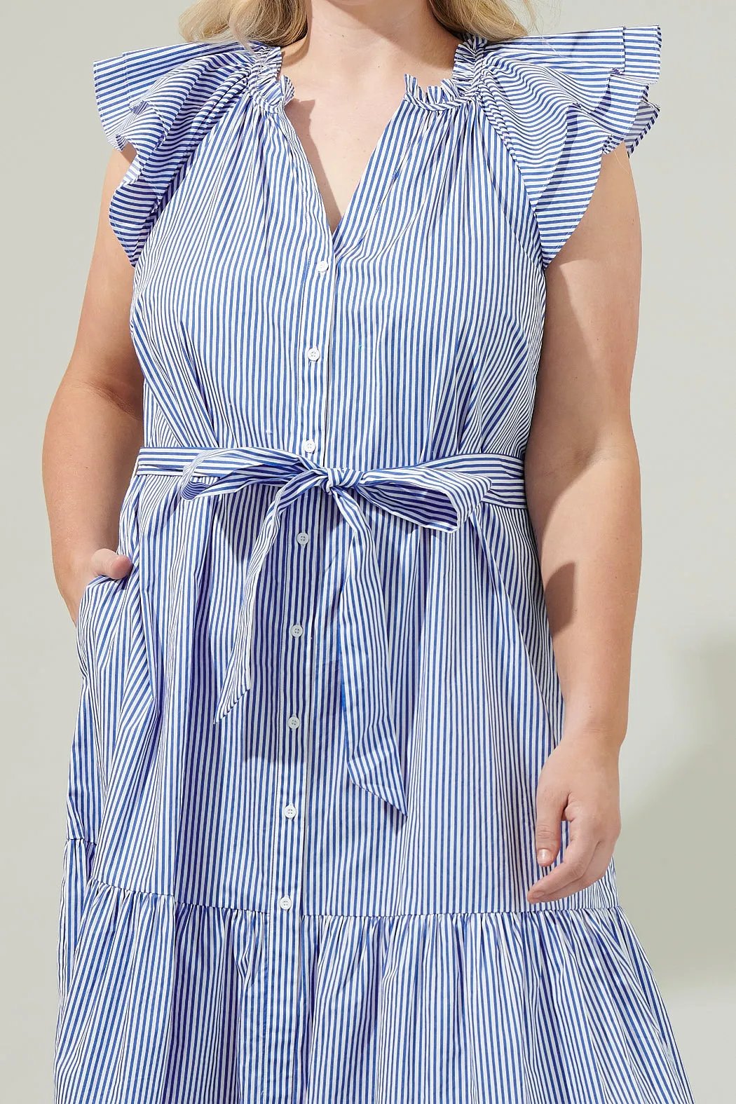 Sherah Striped Charlotte Button Midi Dress Curve sold by Sugarlips product image thumbnail 5