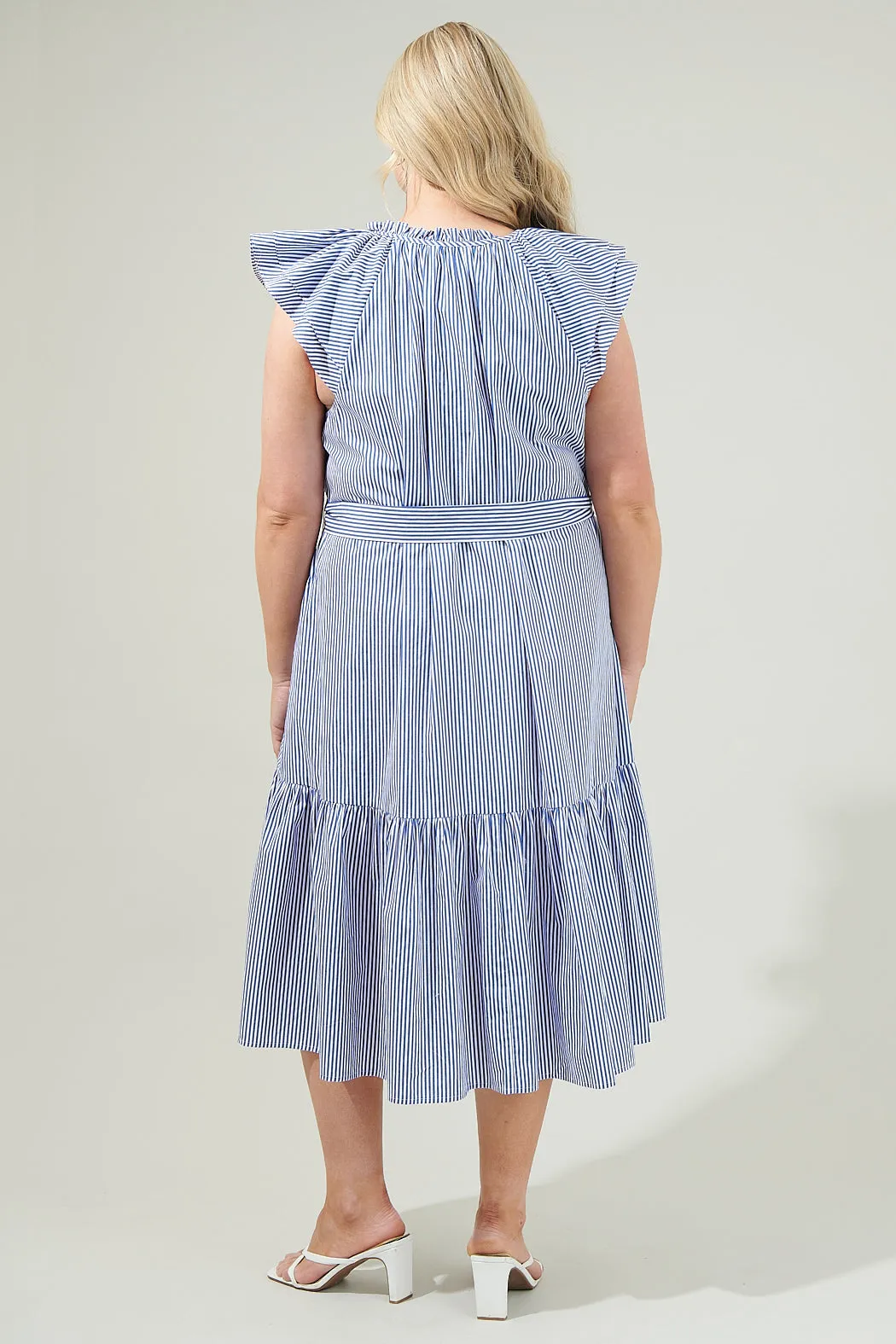 Sherah Striped Charlotte Button Midi Dress Curve sold by Sugarlips product image thumbnail 2