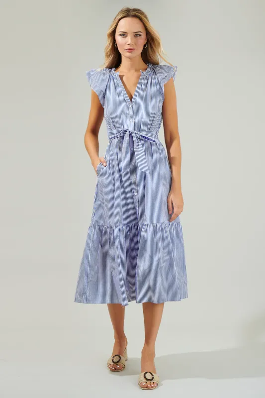 Sherah Striped Charlotte Button Midi Dress sold by Sugarlips