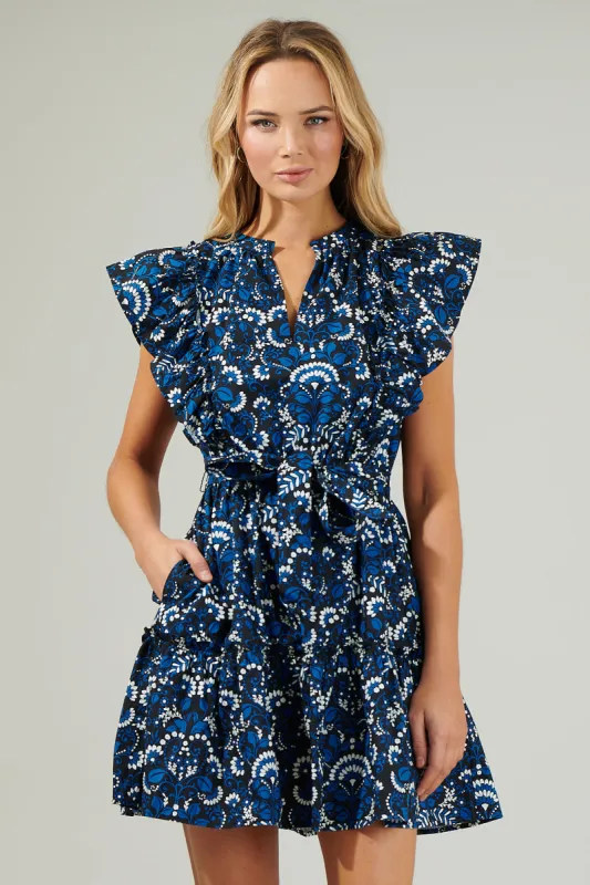 Etta Floral Ruffle Mini Dress sold by Sugarlips