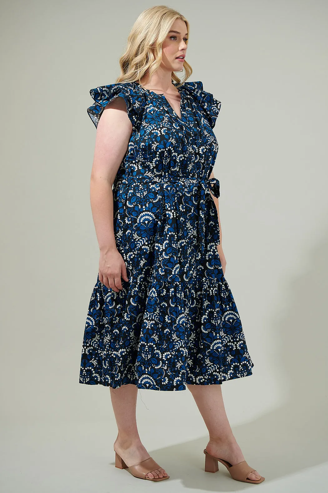 Etta Floral Charlotte Button Midi Dress Curve sold by Sugarlips product image thumbnail 3