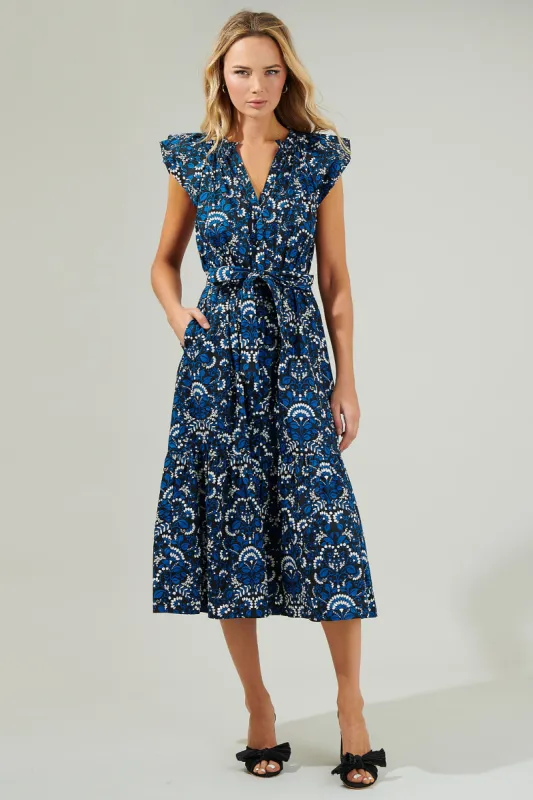Etta Floral Charlotte Button Midi Dress sold by Sugarlips