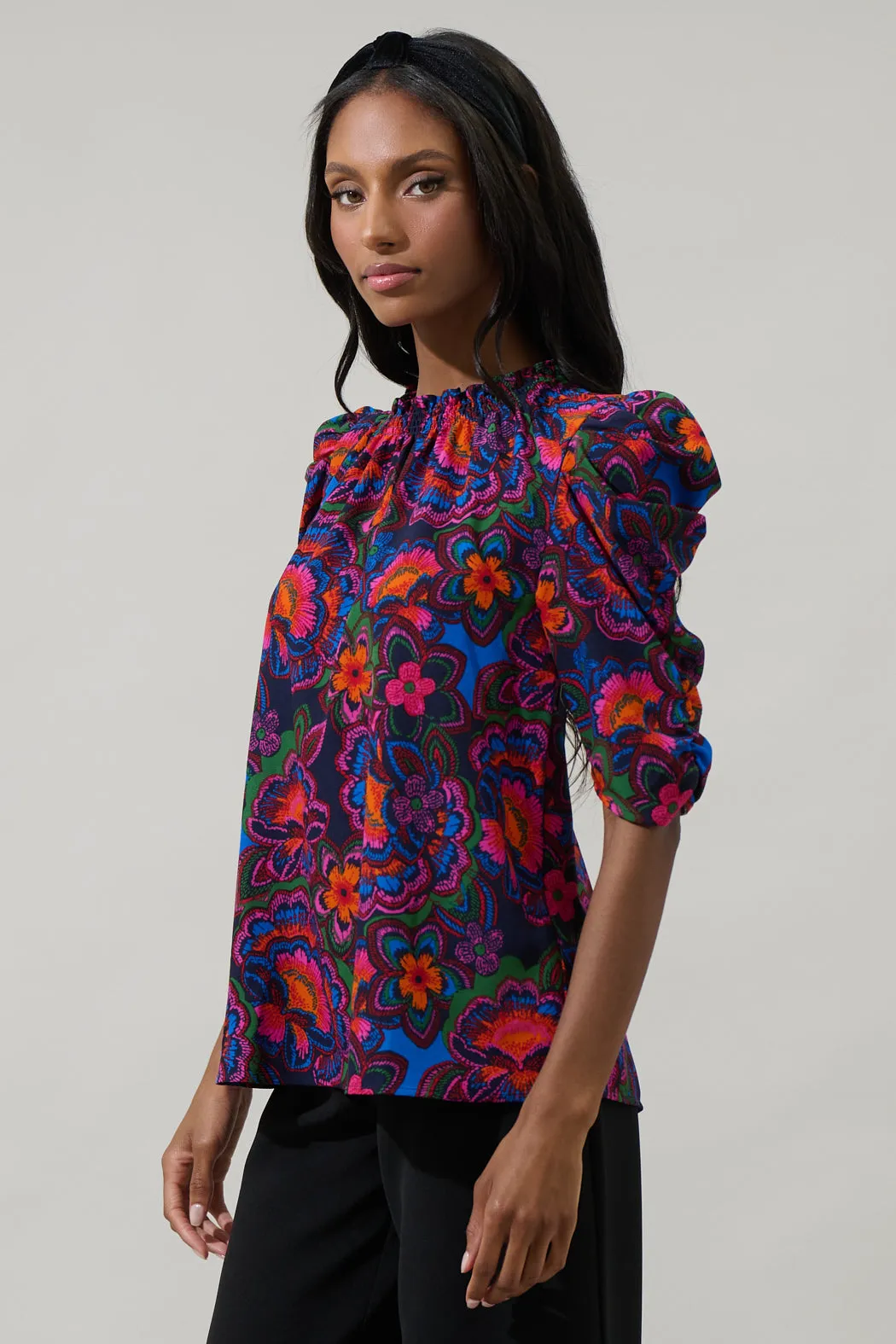 Raveena Midnight Floral Drape Sleeve Top sold by Sugarlips product image thumbnail 3