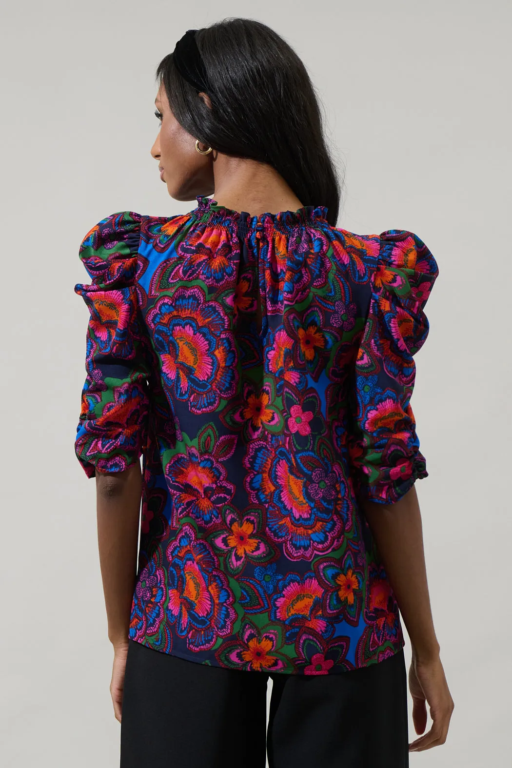 Raveena Midnight Floral Drape Sleeve Top sold by Sugarlips product image thumbnail 2