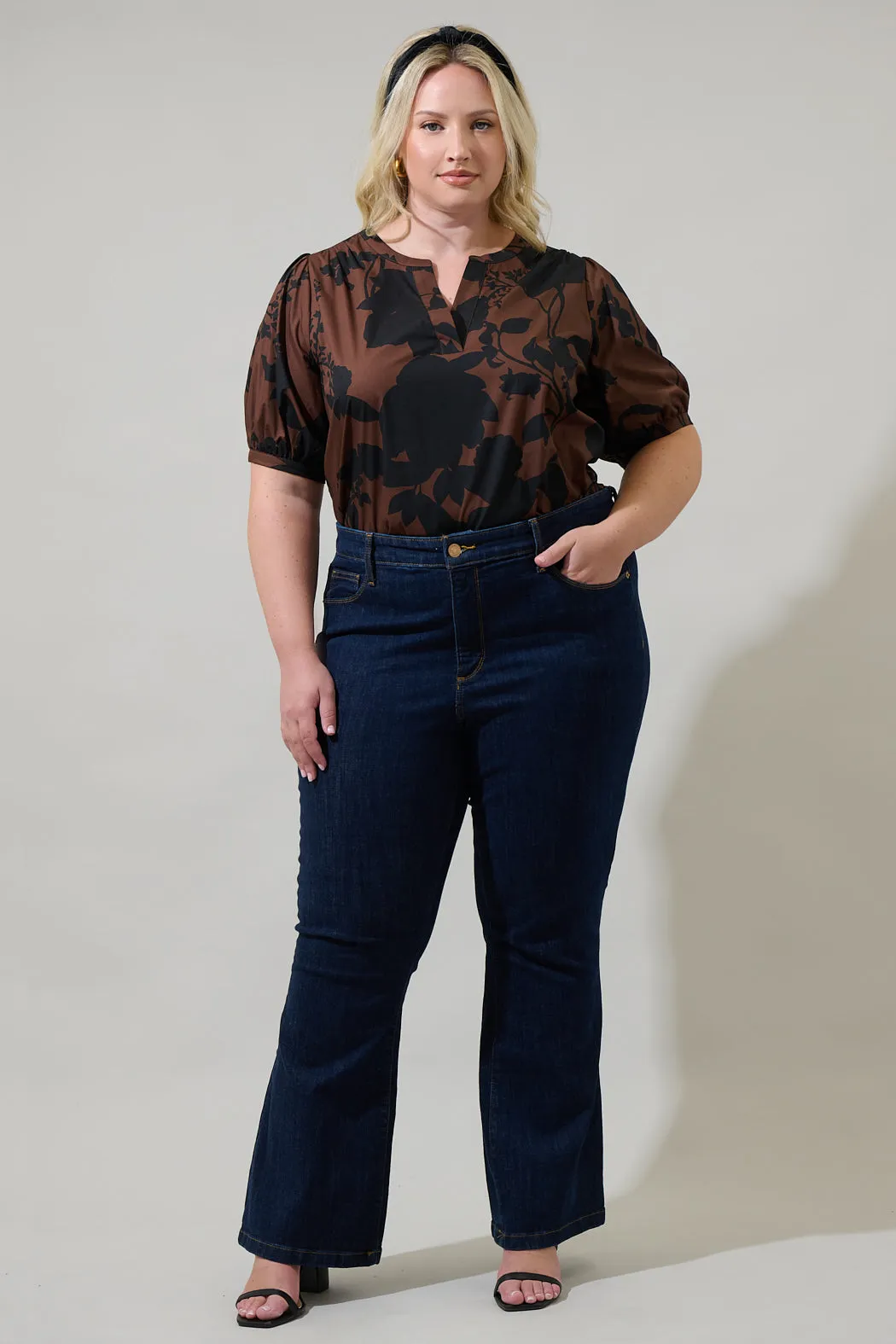 Somerton Floral Neli Split Neck Top Curve sold by Sugarlips product image thumbnail 4