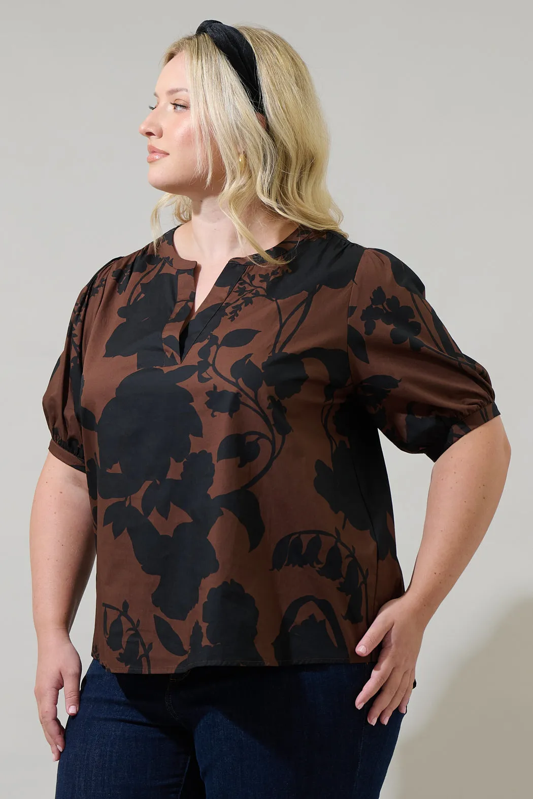 Somerton Floral Neli Split Neck Top Curve sold by Sugarlips product image thumbnail 3