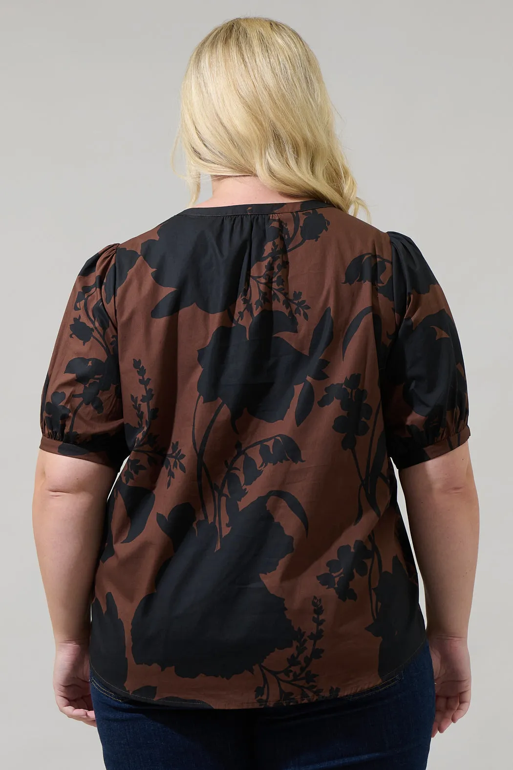 Somerton Floral Neli Split Neck Top Curve sold by Sugarlips product image thumbnail 2