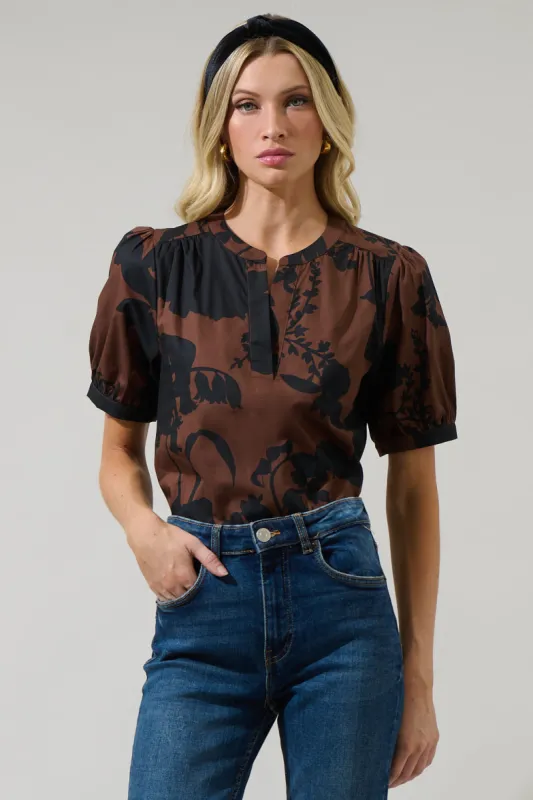 Somerton Floral Neli Split Neck Top sold by Sugarlips