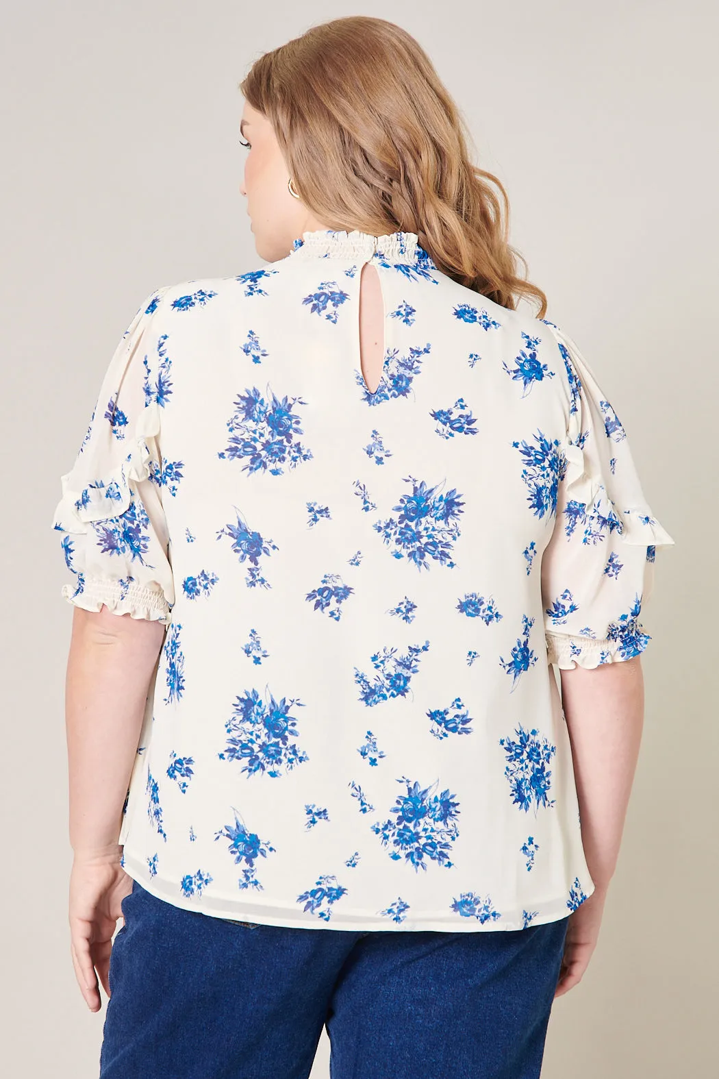 High Tide Floral Keepsake Smocked Mock Neck Blouse Curve sold by Sugarlips product image thumbnail 2