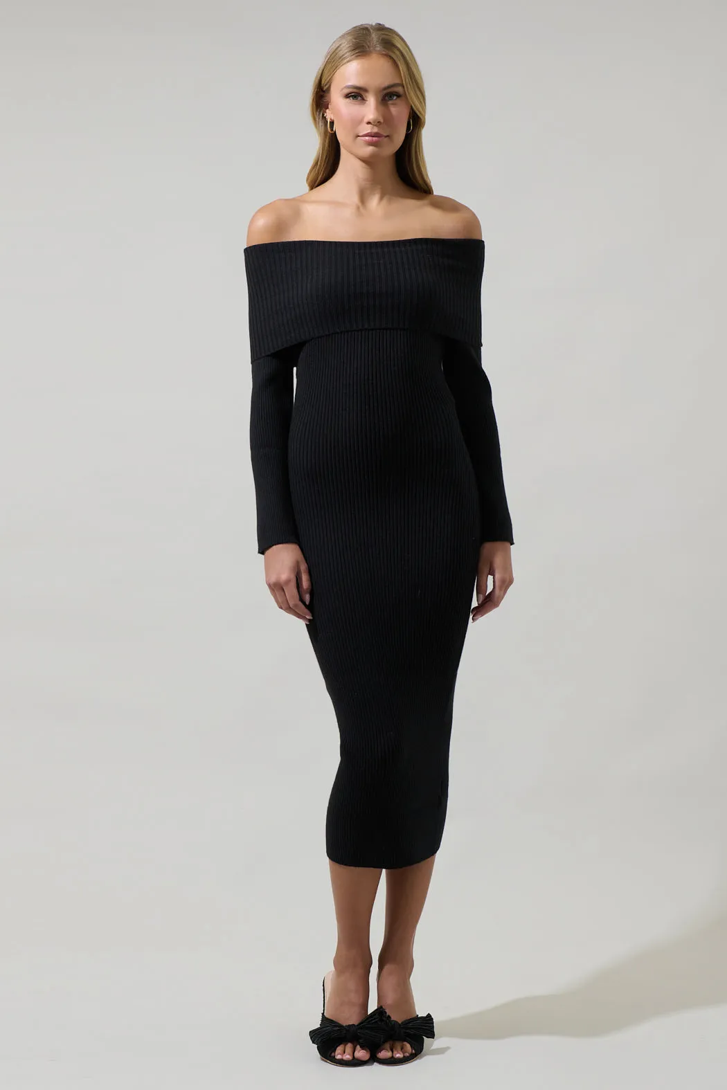 Vonnie Off the Shoulder Midi Sweater Dress sold by Sugarlips