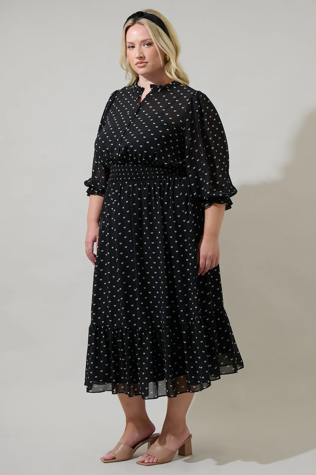 Rosaly Bow Irene Smocked Midi Dress Curve sold by Sugarlips product image thumbnail 3