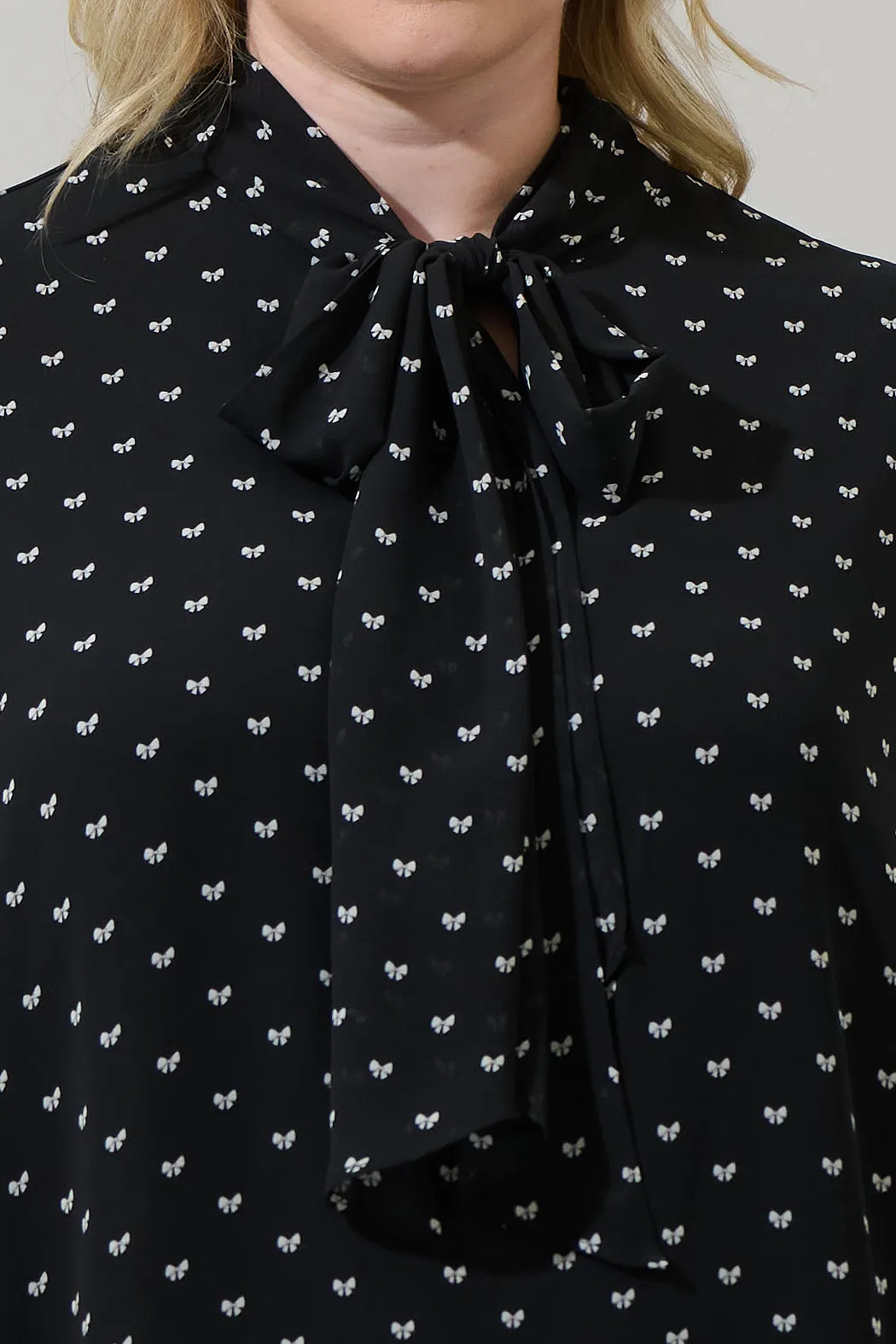 Rosaly Bow Etienne Tie Neck Long Sleeve Blouse Curve sold by Sugarlips product image thumbnail 5