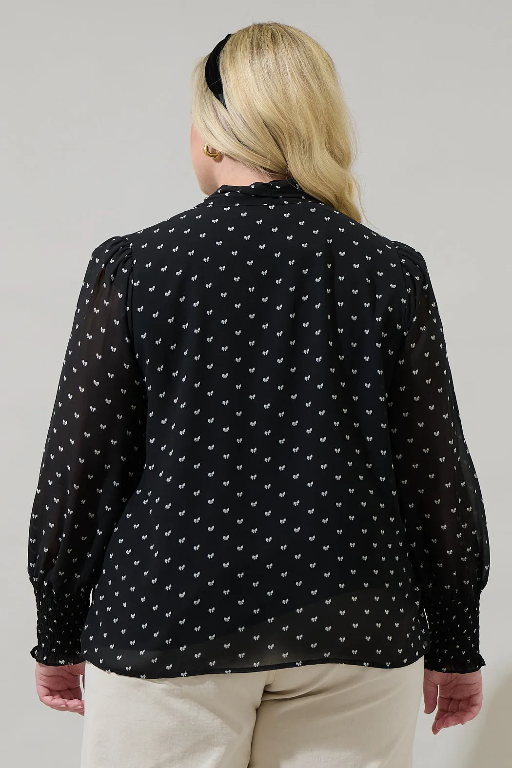Rosaly Bow Etienne Tie Neck Long Sleeve Blouse Curve sold by Sugarlips product image thumbnail 2