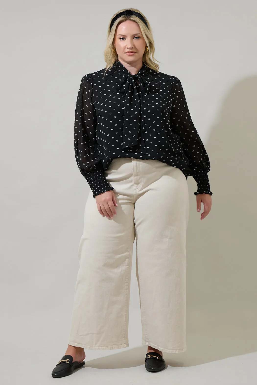 Rosaly Bow Etienne Tie Neck Long Sleeve Blouse Curve sold by Sugarlips product image thumbnail 4