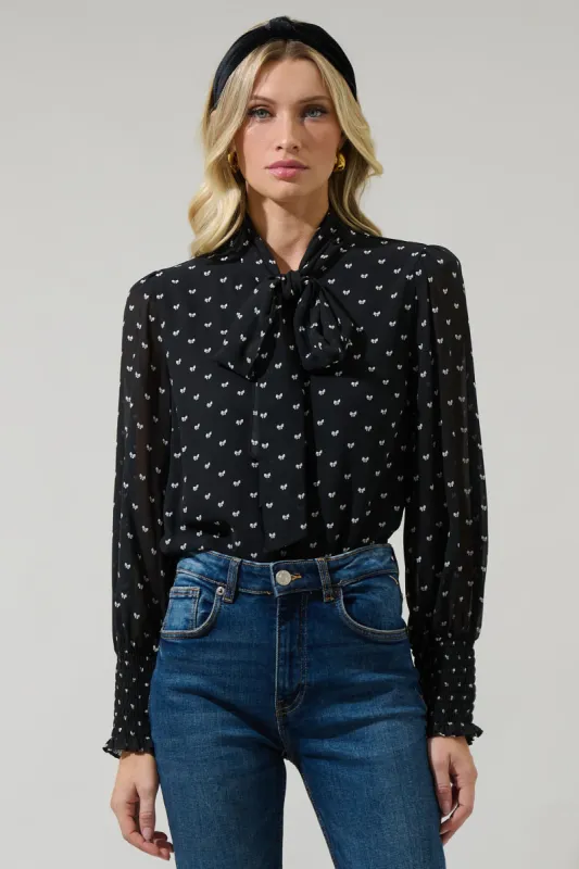 Rosaly Bow Etienne Tie Neck Long Sleeve Blouse made by Sugarlips