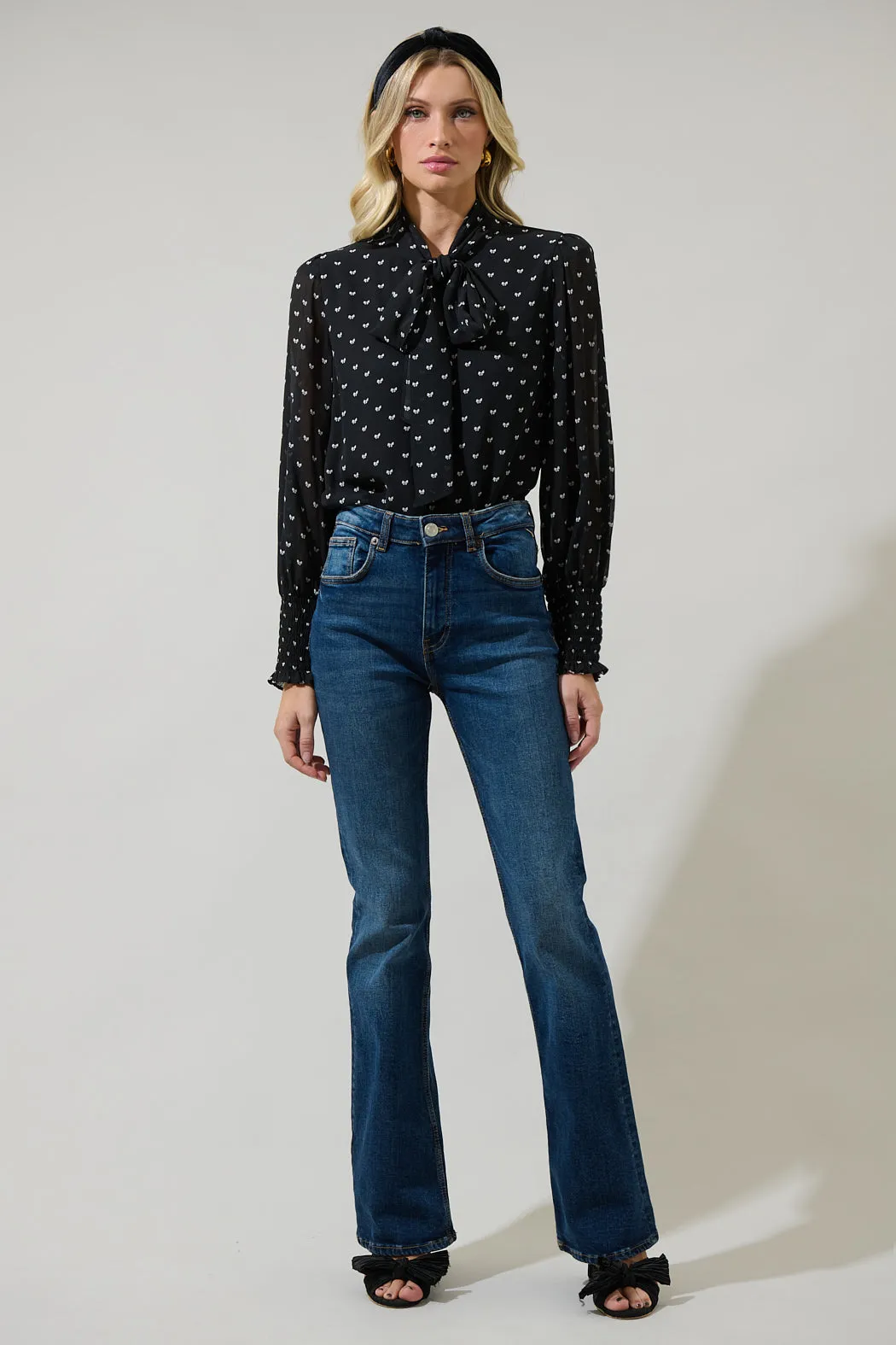 Rosaly Bow Etienne Tie Neck Long Sleeve Blouse sold by Sugarlips product image thumbnail 4