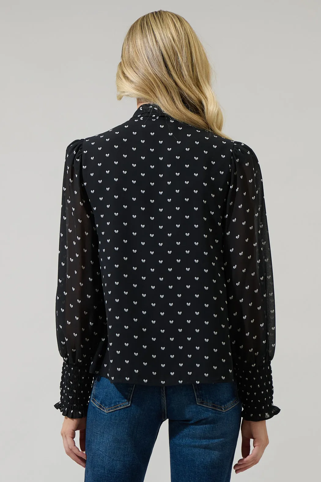 Rosaly Bow Etienne Tie Neck Long Sleeve Blouse sold by Sugarlips product image thumbnail 2