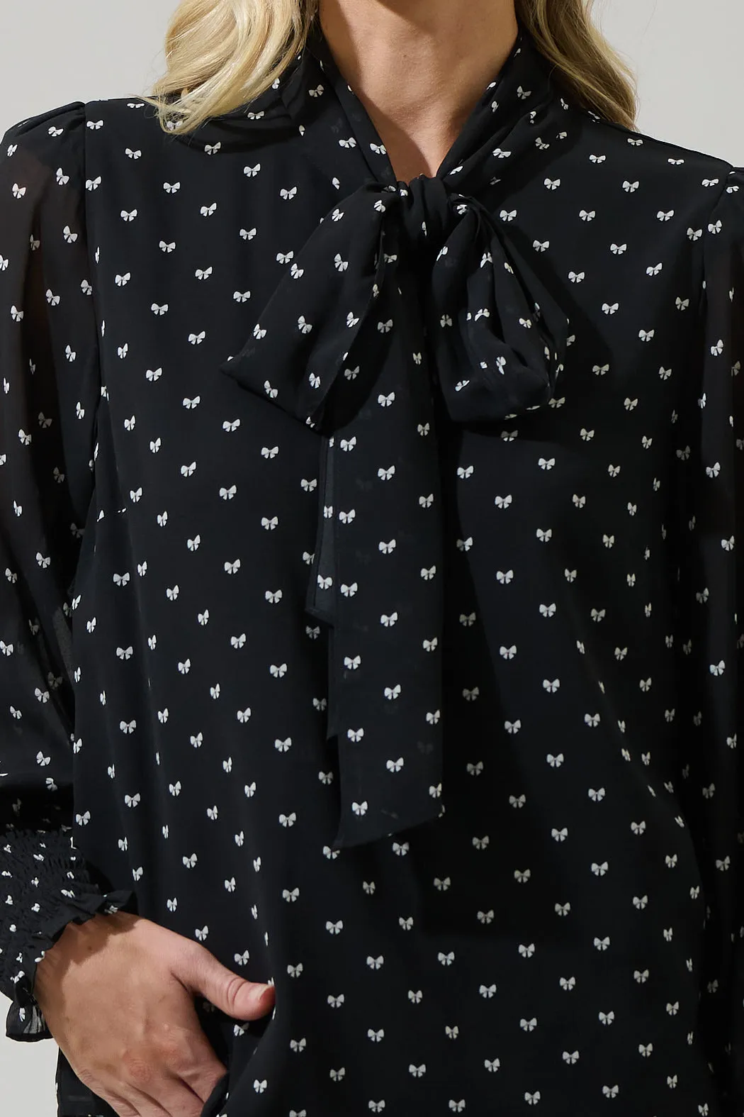 Rosaly Bow Etienne Tie Neck Long Sleeve Blouse sold by Sugarlips product image thumbnail 5